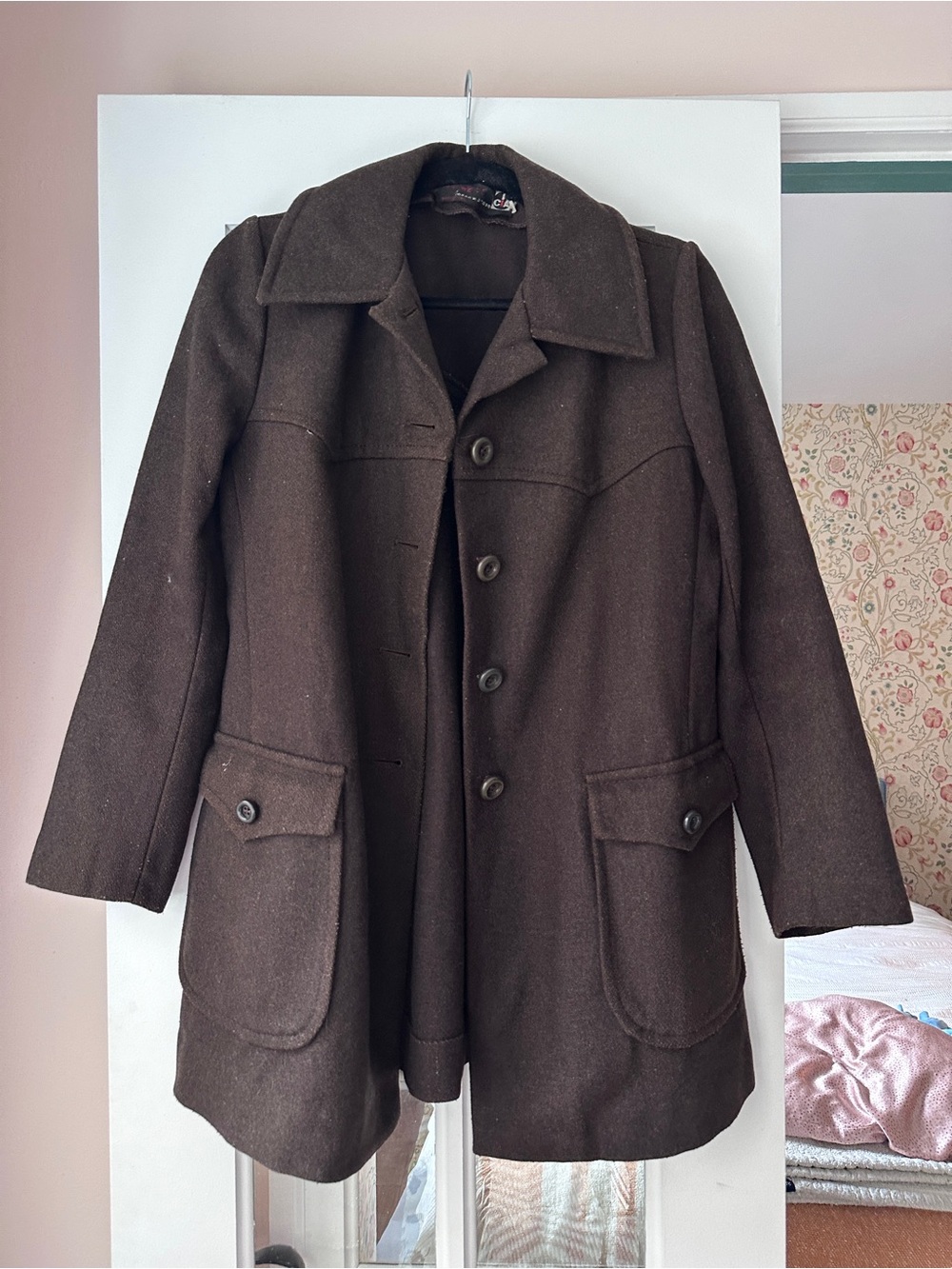 vintage brown italian wool coat sz M